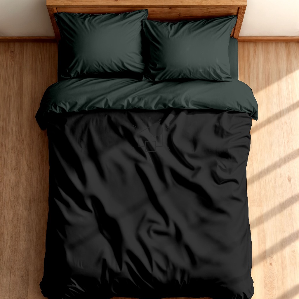 Bedcover Set Two Tone Dark Grey & Black Sprei Dark Grey 90x200 - 200x200 Makersleep