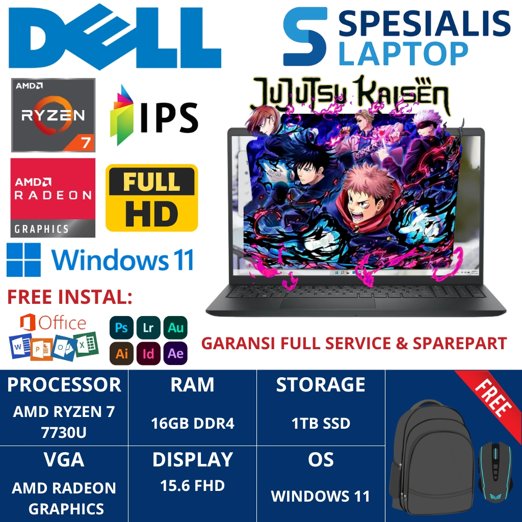 Dell Inspiron 15 3535 AMD Ryzen 7 7730U RAM 32GB SSD 2TB 15.6 Full HD Windows 11 Home Black