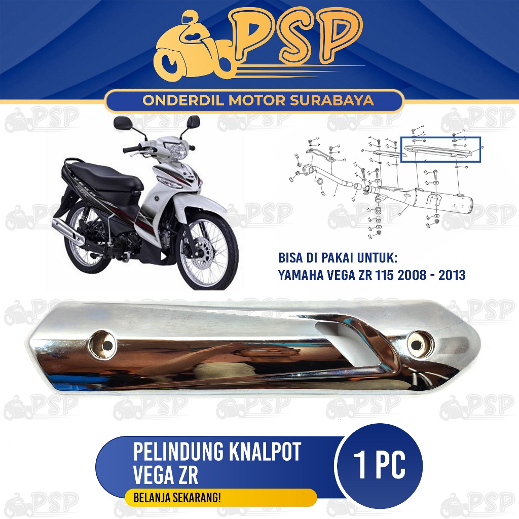 Pelindung Knalpot Vega ZR (Besi) - Cover Tutup Penutup Tameng Kenalpot Yamaha Vega ZR 115