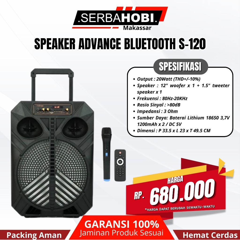 Speaker Portable Karaoke Advance S120 High Quality Sound