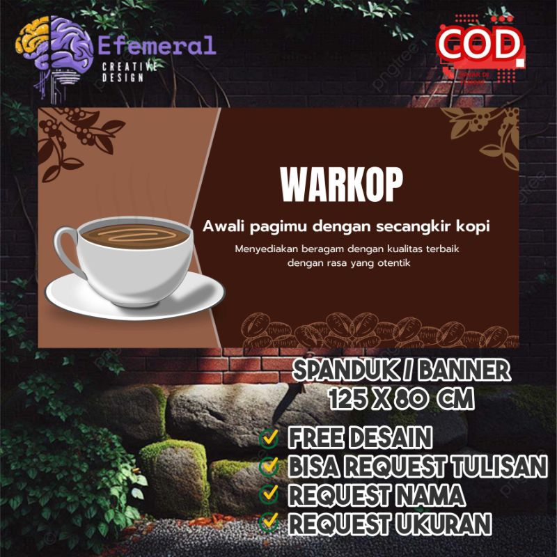 Spanduk/Banner warkop 125X80 cm bisa request design