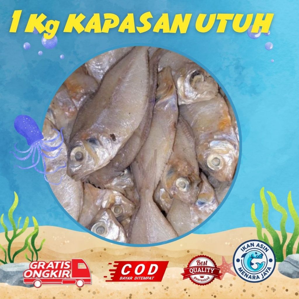 

1 KG IKAN ASIN KAPASAN UTUH PREMIUM UKURAN SEDANG BESAR 500 GRAM 250 GRAM BEST SELLER