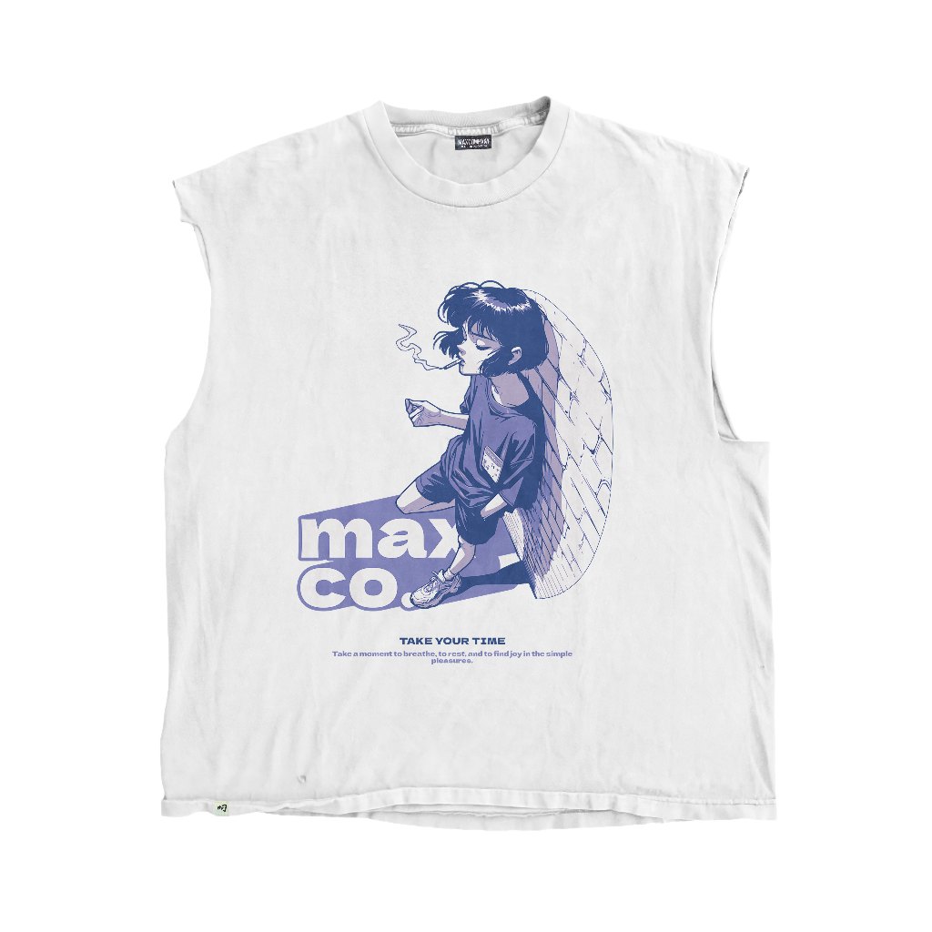 MAX COMPANY Kaos Singlet Pleasures White Bluish