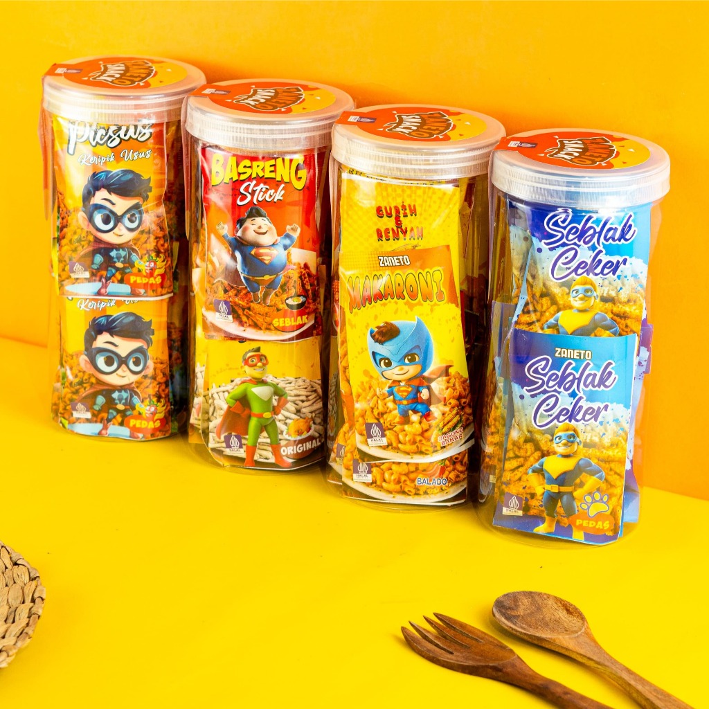 

Paket Reseller Warungan - Mie Lidi | Basreng | Makaroni | Piksus | Seblak Ceker - Pack & Toples
