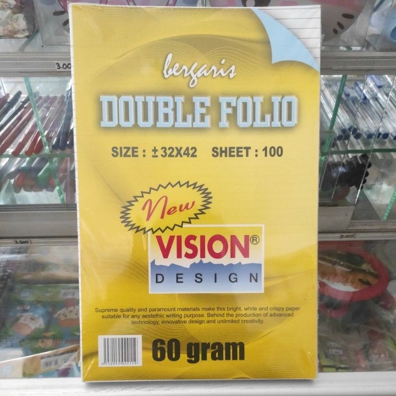 

Kertas FOLIO bergaris VISION isi 100 lembar