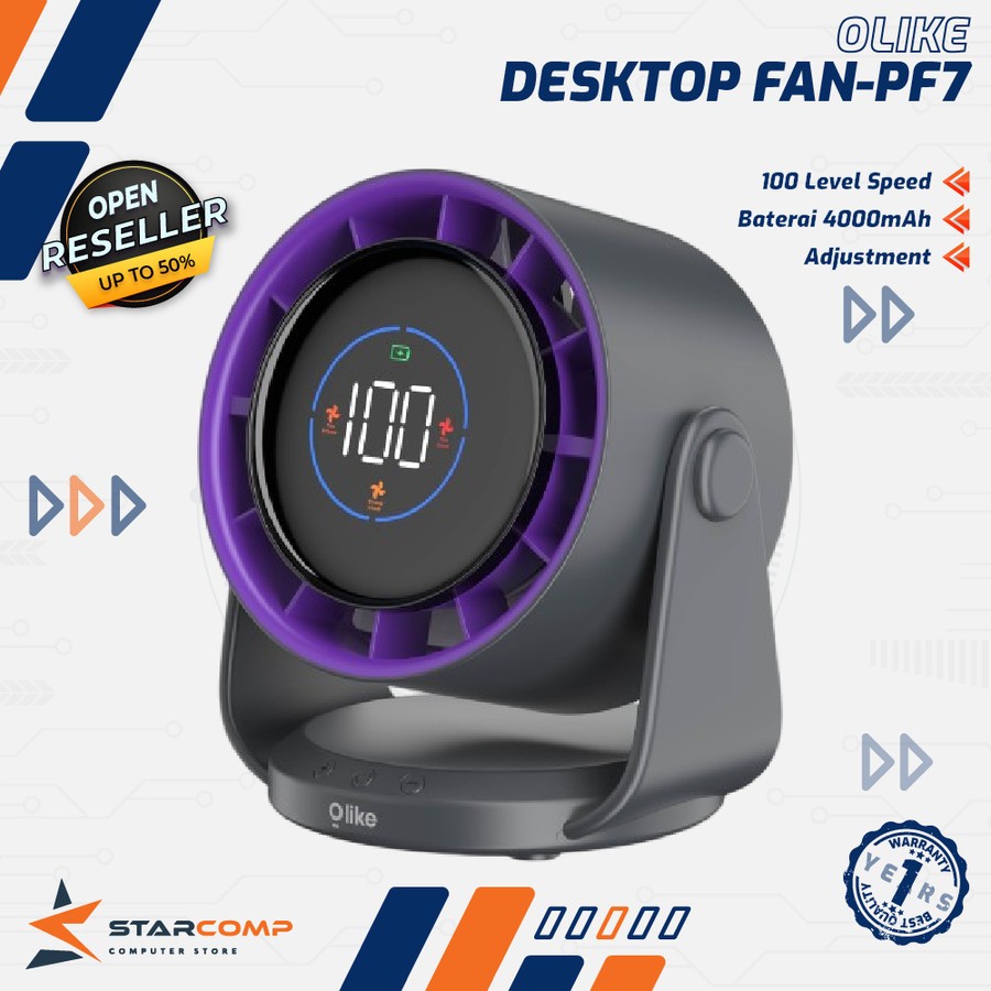 Olike PF7 Desktop Fan Kipas Meja Portable Fan 100 Gears