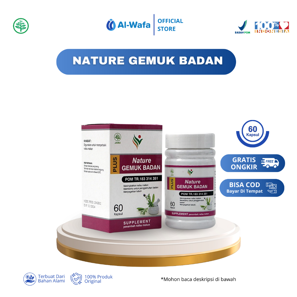 

AL WAFA Nature Kapsul Gemuk Badan Isi 60 Solusi Obat Penggemuk Badan Permanen Halal Dan Bpom