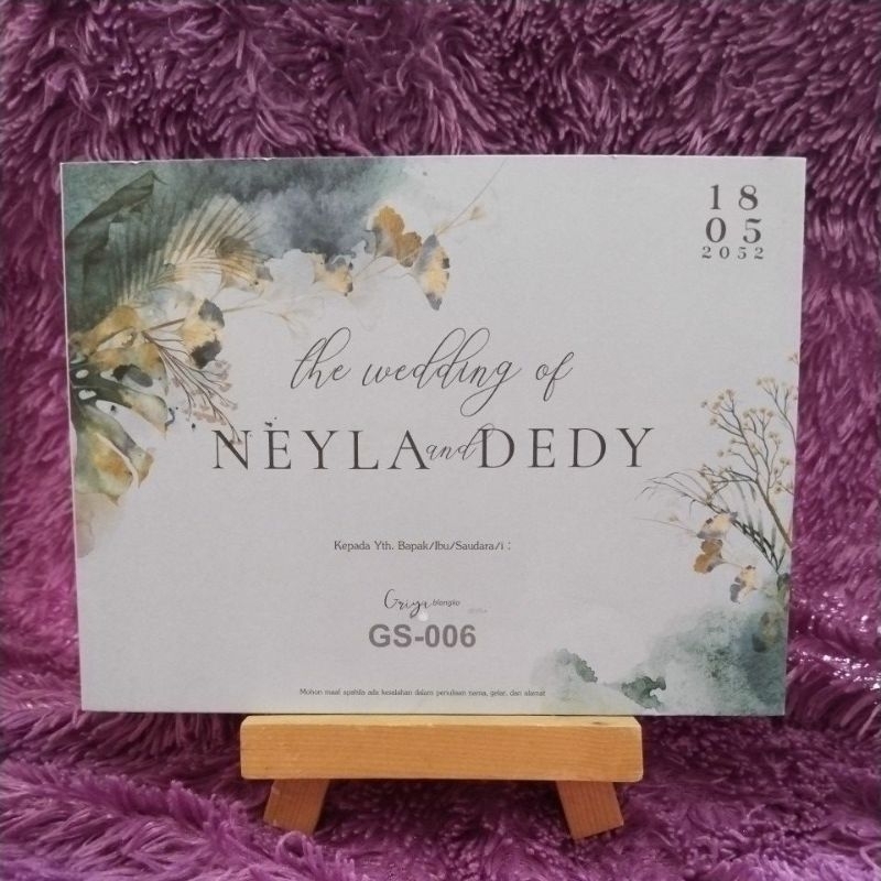 undangan Pernikahan lipat 3 rustic kode GS006