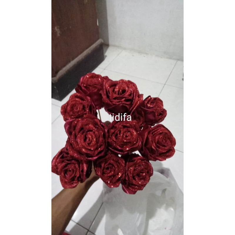 BUNGA MAWAR SATIN SATUAN