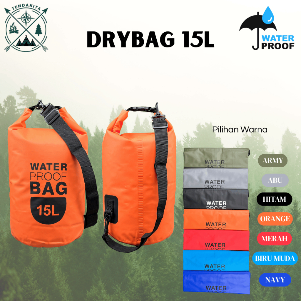 Ocean Pack Dry Bag 15L Tas Anti Air Waterproof Bag Tas Pancing Anti Air Tas Pantai Waterproof