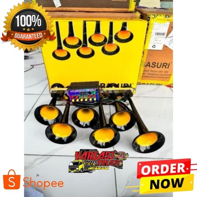 KLAKSON BASURI ORI V5 TERBARU, 6 CORONG BASURI V5+KABEL TERBARU 12V/24V