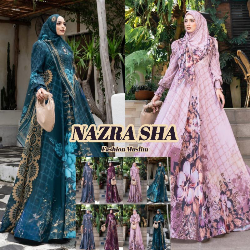 (pN) ALYA MEDINA SET Baju Gamis Set Syari Medina Series By Alya Syari. Nazra Sha