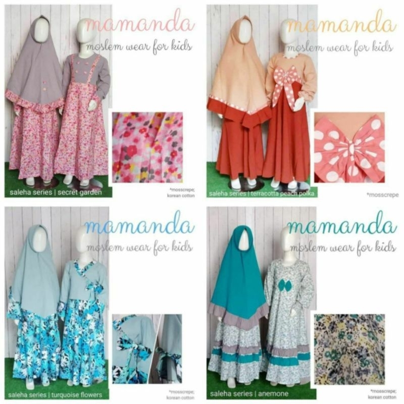 Gamis Anak Syari Saleha Series | Baju Muslim Perempuan Jilbab Bergo Instan Panjang
