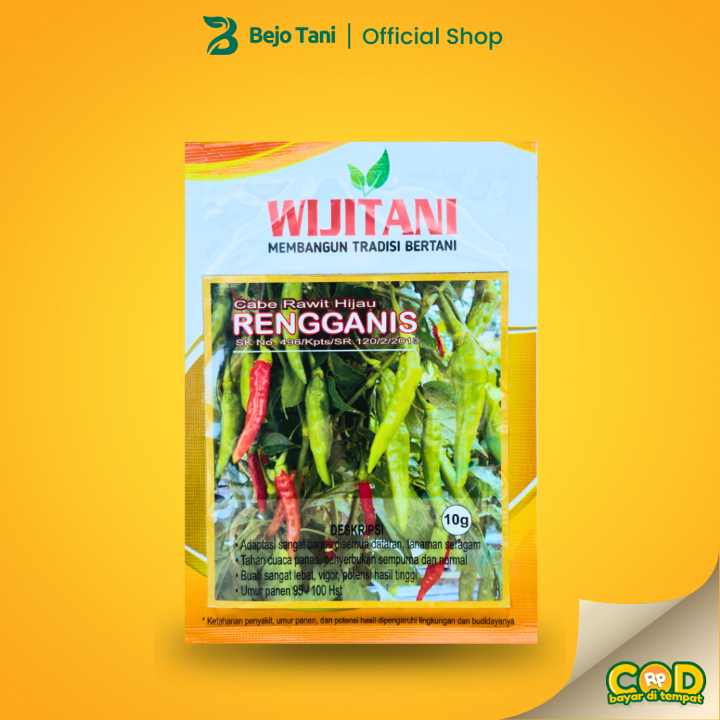 Benih Cabe RENGGANIS 10gr Kemasan Original Pabrik Wijitani Cabe Rawit Hijau Buah Lebat