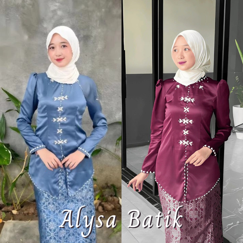 (NEW ARRIVAL) Alana One Set Baju Kurung Melayu Wanita Modern by Alysa Batik Atasan Rok Songket Blus 