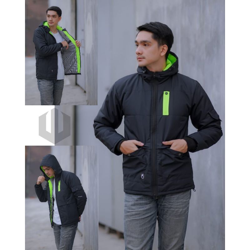 Jaket Puffer Hitam Polet Jaket  Pria Puffer Gelembung Thebojiel