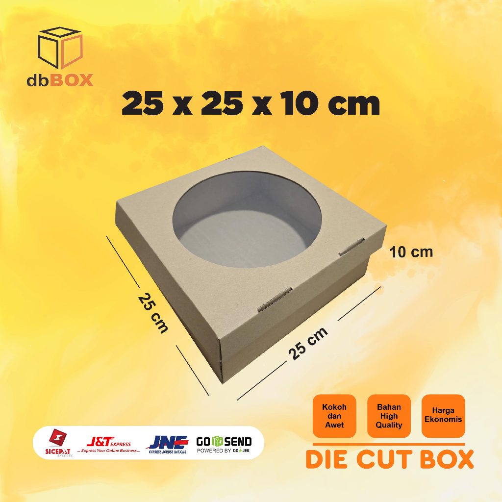 

BOX KUE MIKA 25x25x10 cm kardus die cut, untuk kue hampers gift box
