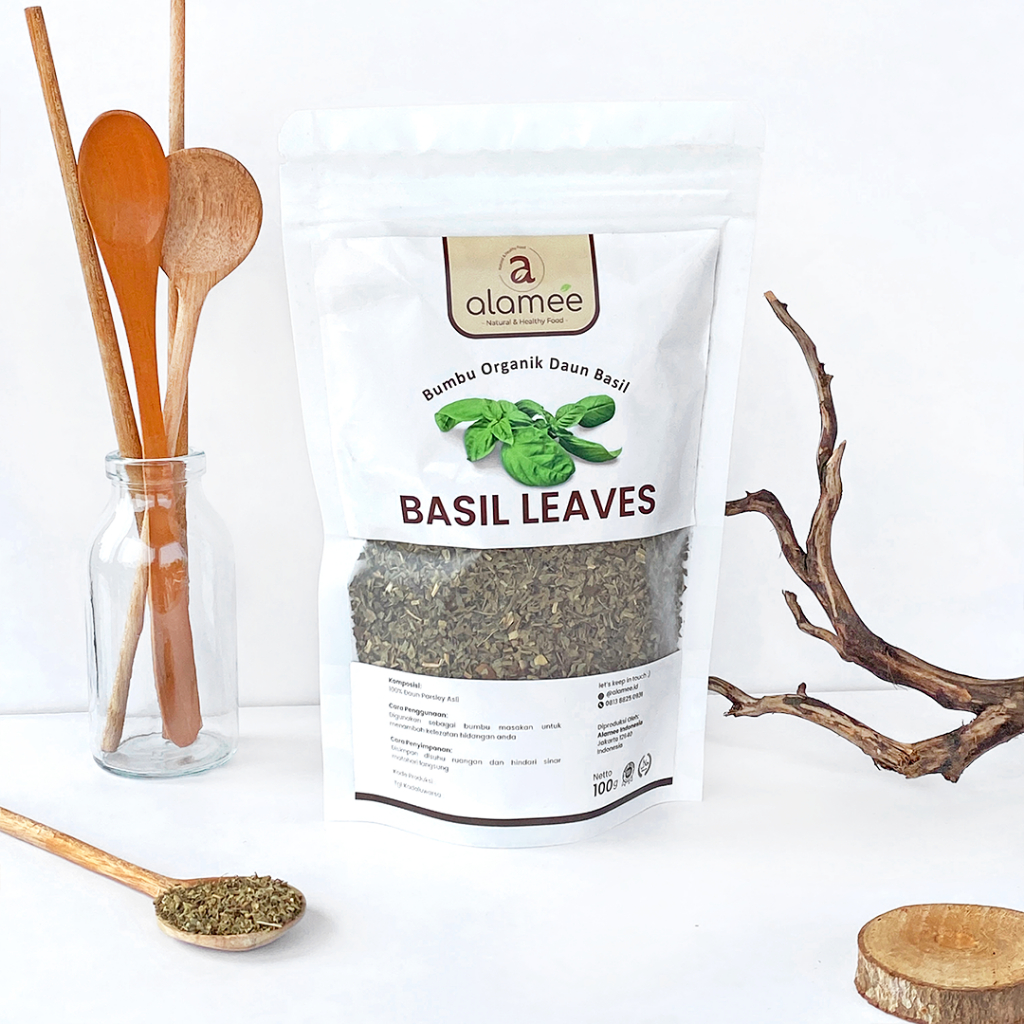 

ALAMEE Daun Basil Kering Bumbu Masak Kering Dapur Dried Leaf Murni Asli Masakan Instan Organik 100g