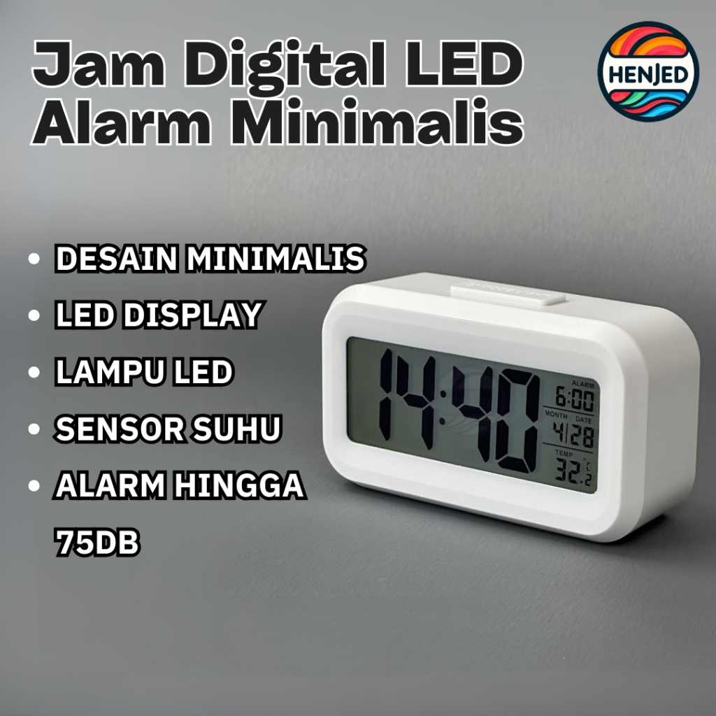 TERBARU Jam Meja Digital Kecil LED Alarm Bunyi Keras Smart Clock Belajar Sensor Suhu Desain