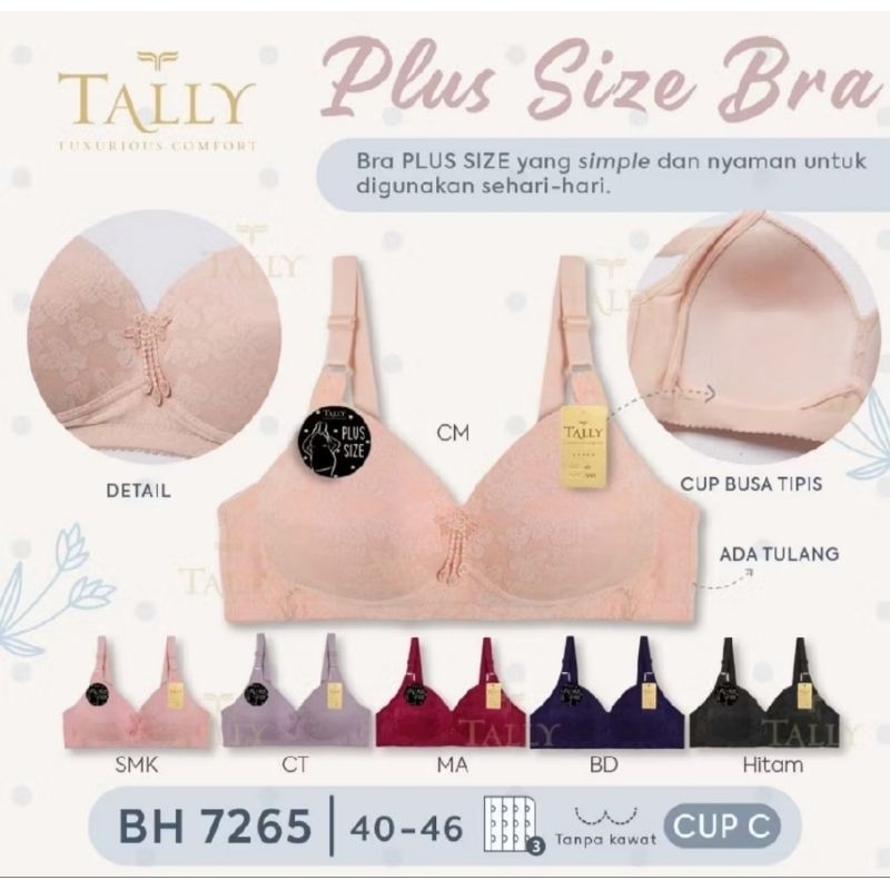 Tally Bra Jumbo Cup C Busa Tipis Tanpa Kawat