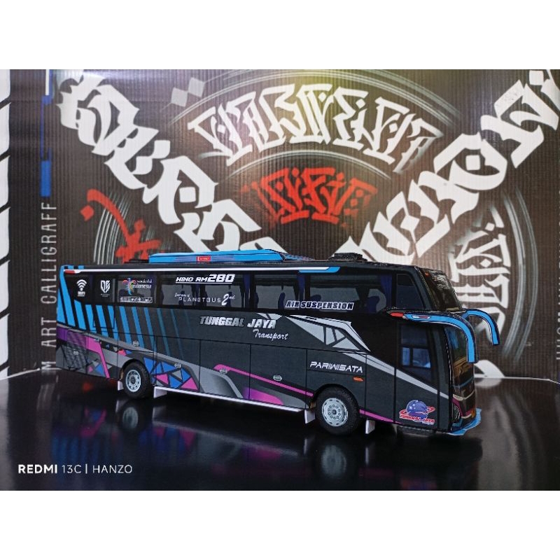 Miniatur Bus COSMIC Tunggal Jaya Transport JB5 set lampu pajangan mainan basuri