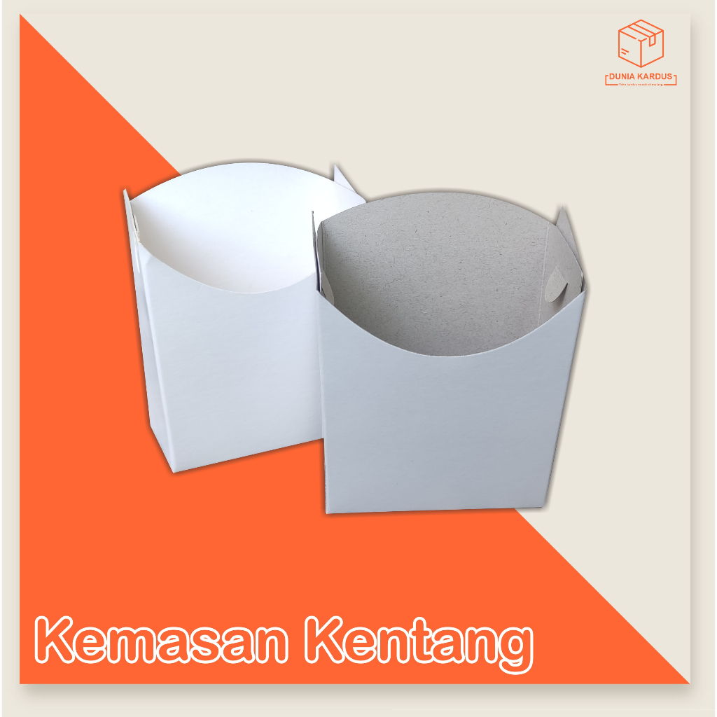 

Kemasan kentang goreng 8x4x10 cm | box kentang | box kentang goreng | Paper bag French Fries | Paper Tray Kentang Ivory Putih