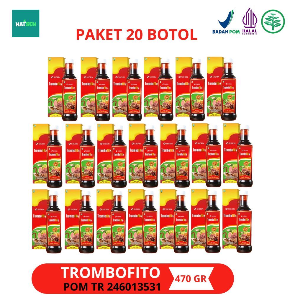 

Trombofito 20 Botol - Sherin Madu Angkak Sari Kurma Trombofito Solusi Atasi DBD 470 gram
