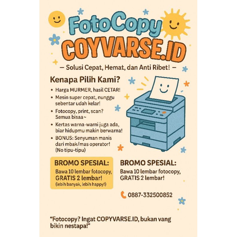 

PRINT/CETAK Murah Cepat Kertas A4 A5 F4 B5 Dokumen, Buku, Makalah,tugas, DII