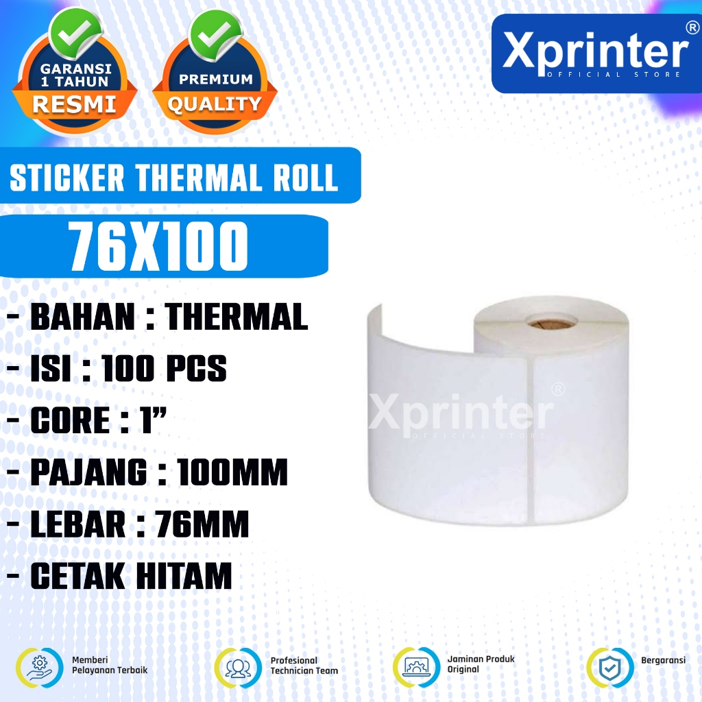 Xprinter Sticker Thermal Cetak Resi 76x100 isi 100pcs Cetakan Hitam Gap XP-Q37U | XP-365B | XP-4601 