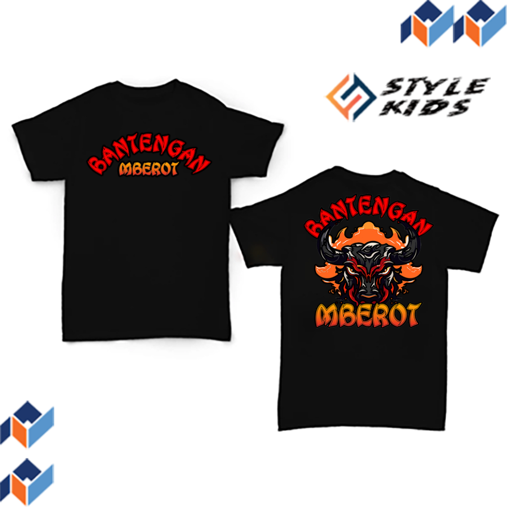STYLEKIDS kaos Anak Distro Premium gambar BANTENGAN MBEROT| Kaos Anak Laki Perempuan Lucu Usia 4-12 