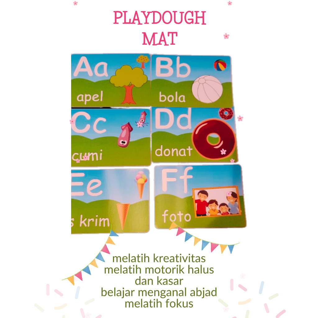 Alphabet Playdough Mat (A-Z) - Matras Bermain Play doh-Belajar Huruf Abjad-Mainan Edukasi kreatif