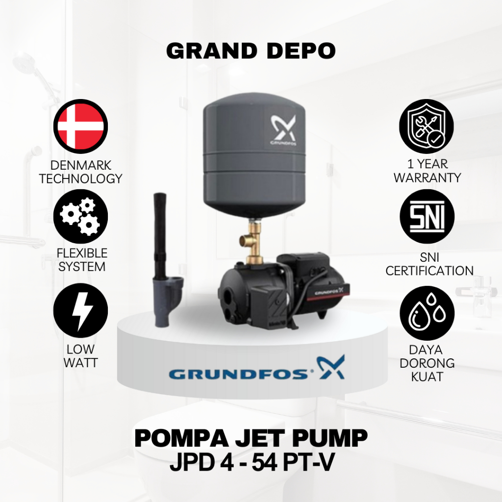 Grundfos Pompa Air Sumur Dalam Jet Pump JPD 4-54 PT-V Grundfos / Pompa Air Semi Jet Grundfos
