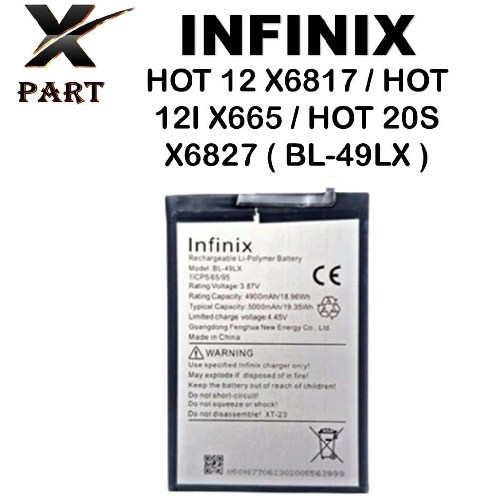 BATERAI INFINIX BL-49LX Infinix HOT 12 X6817 / HOT 12I X665 / HOT 20S X6827 Batre Batrai Baterai ORI