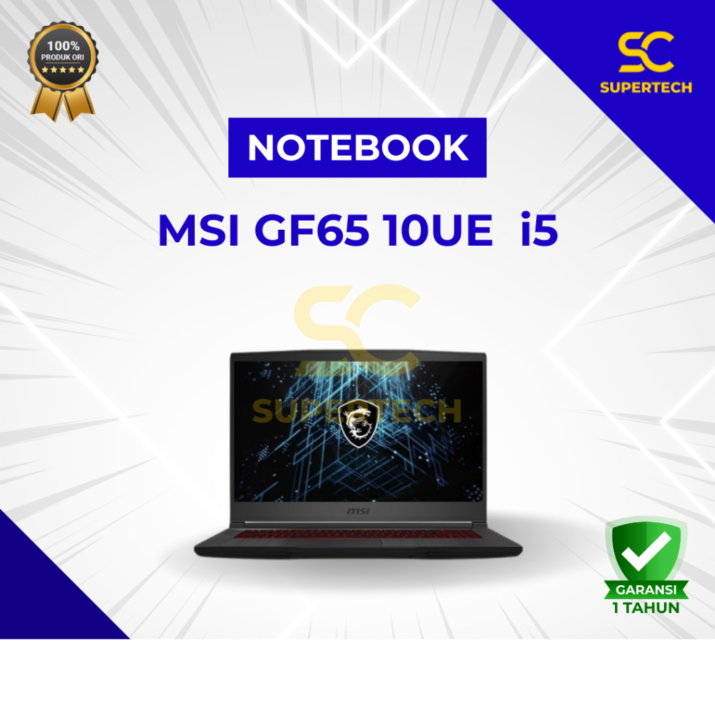 NOTEBOOK MSI GF65 10UE  i5-10200H 8GB 512GB RTX3060 W10 15.6FHD