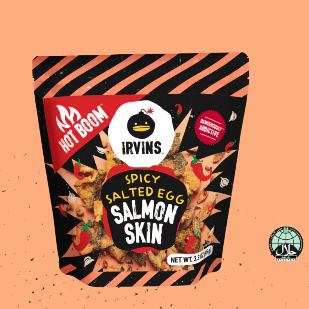 

Irvins Hot Boom Salted Egg Salmon Skin (Ready Stock)