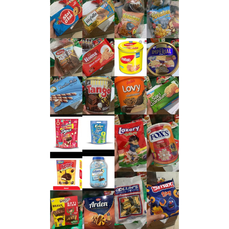 

Aneka jajanan biskuit, permen termurah