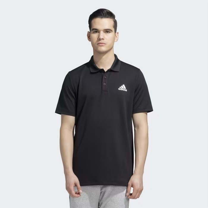 Kaos Polo Adidas Pria Original Import Branded Golf Premium Ukuran M Hitam Polos Sporty