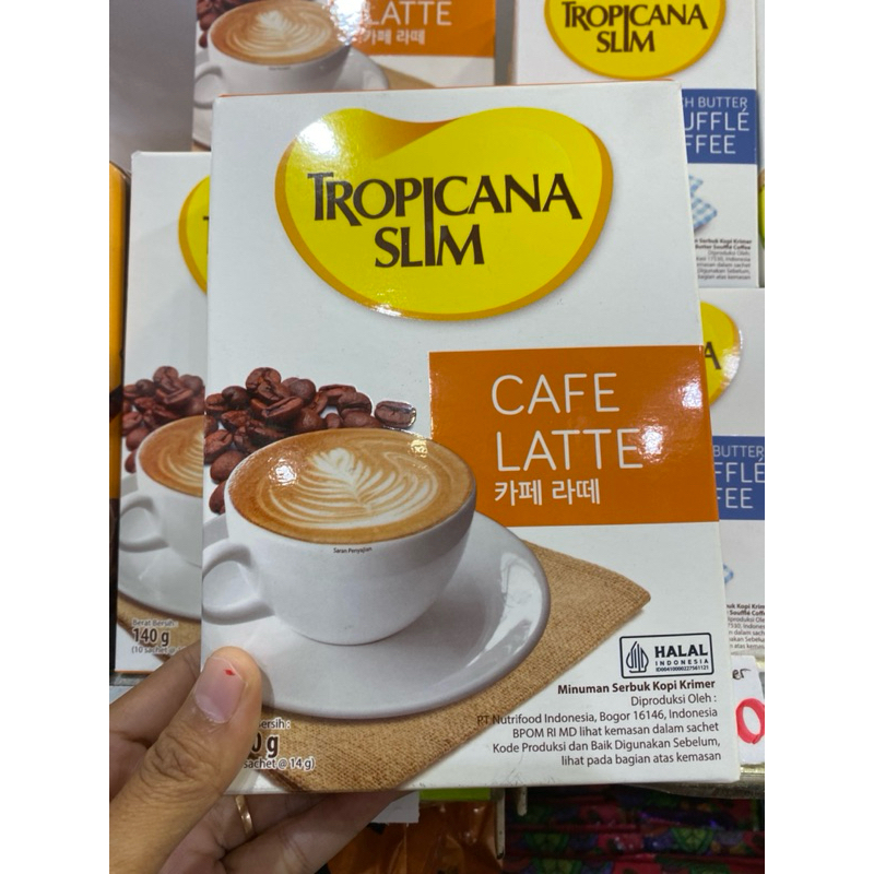 

Tropicana Slim Cafe Latte 10sachet 14gr. Kopi susu tanpa Gula pasir