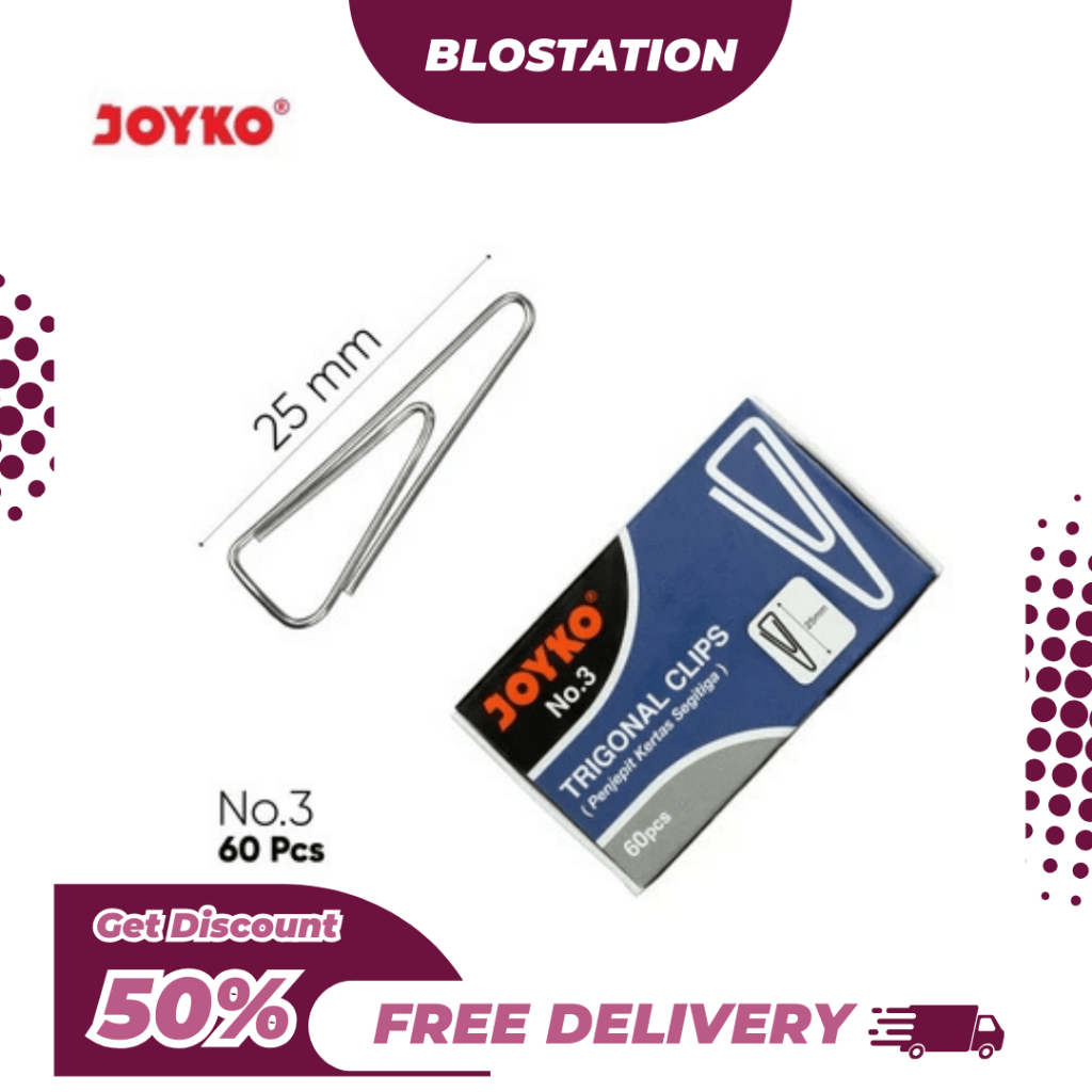

BT.ID Joyko Trigonal Clip / Paper Clip/ Klip Penjepit Kertas No. 3 Murah