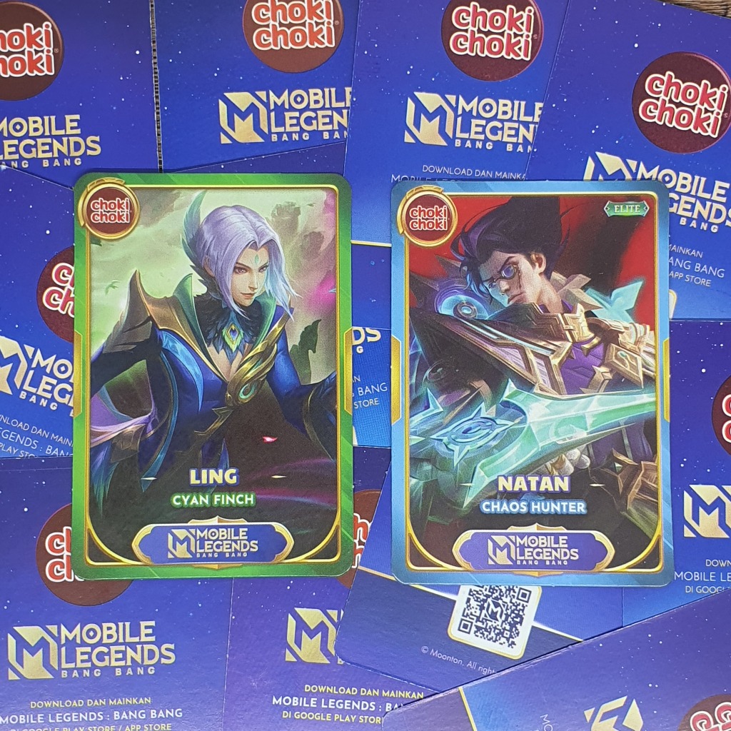 Kartu Choki Choki Mobile Legends Common Skin Reguler dan Elite MLBB Trading Card Hijau Biru Bang