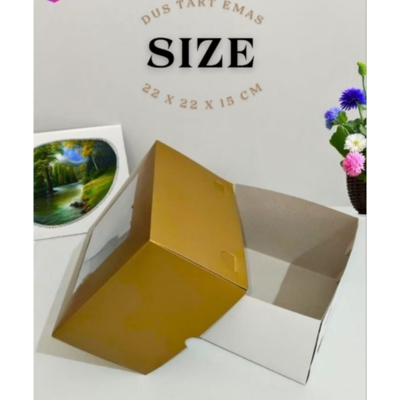 

Kotak emas/box gold kue, puding, tart 22x22x15 dan 25x25x15