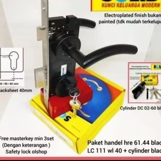 gagang pintu Solid HRE 61.44 BL komplit set/handel roses/handle pisah hitam/gagang pintu handel pint