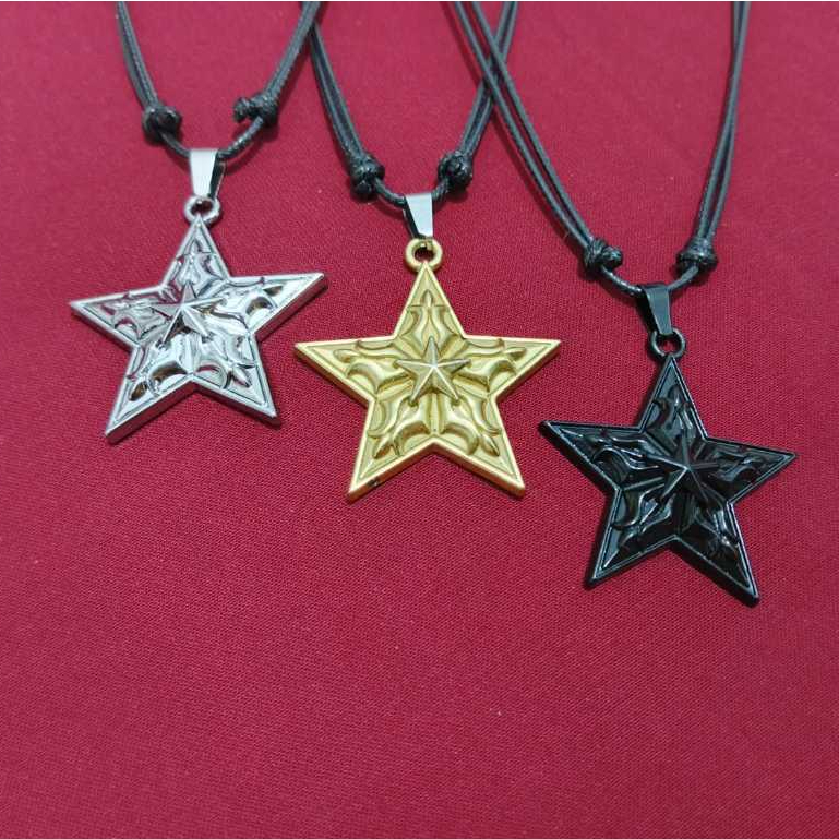 KALUNG TALI KOREA HITAM Kalung Tali Korea Hitam Liontin Bintang Pria Wanita