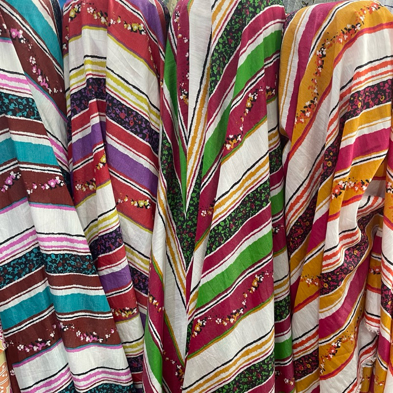 kain katun motif - kain katun korea - kain katun silky motif salur premium - kain katun original pj