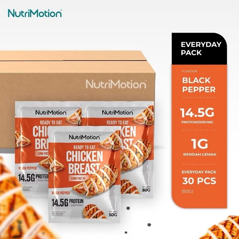

[30 PCS] NutriMotion Ready To Eat Chicken Breast Combo (50g) - Black Pepper - High Protein & Low Fat