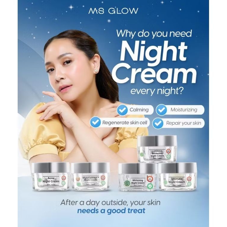 MS GLOW / Night Cream Ms Glow / msglowbanjarnegara / krim malam Ms Glow / cream malam Ms Glow / ms g