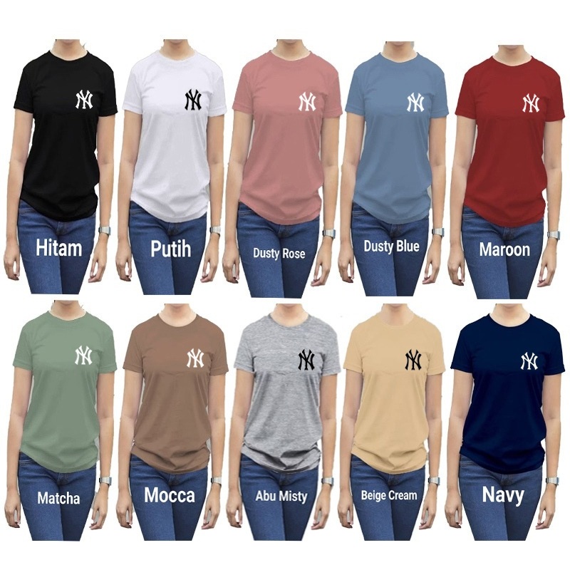 Kaos Atasan Wanita Logo NY Cotton Combed - Tshirt Premium