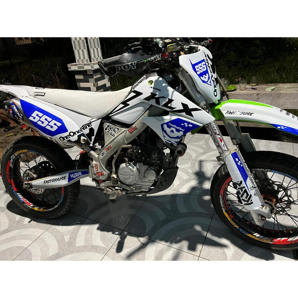 decal klx 150 s putih biru