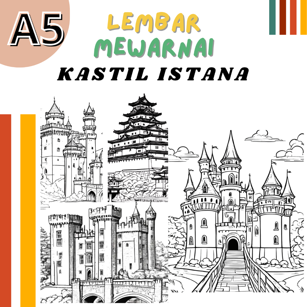 

Lembar A5 Kertas Mewarnai Tema KASTIL ISTANA | Coloring Worksheet | Children Coloring Pages | Lembar Mewarnai Anak-anak | Buku Bergambar | Buku Mewarnai | Lembar Bergambar