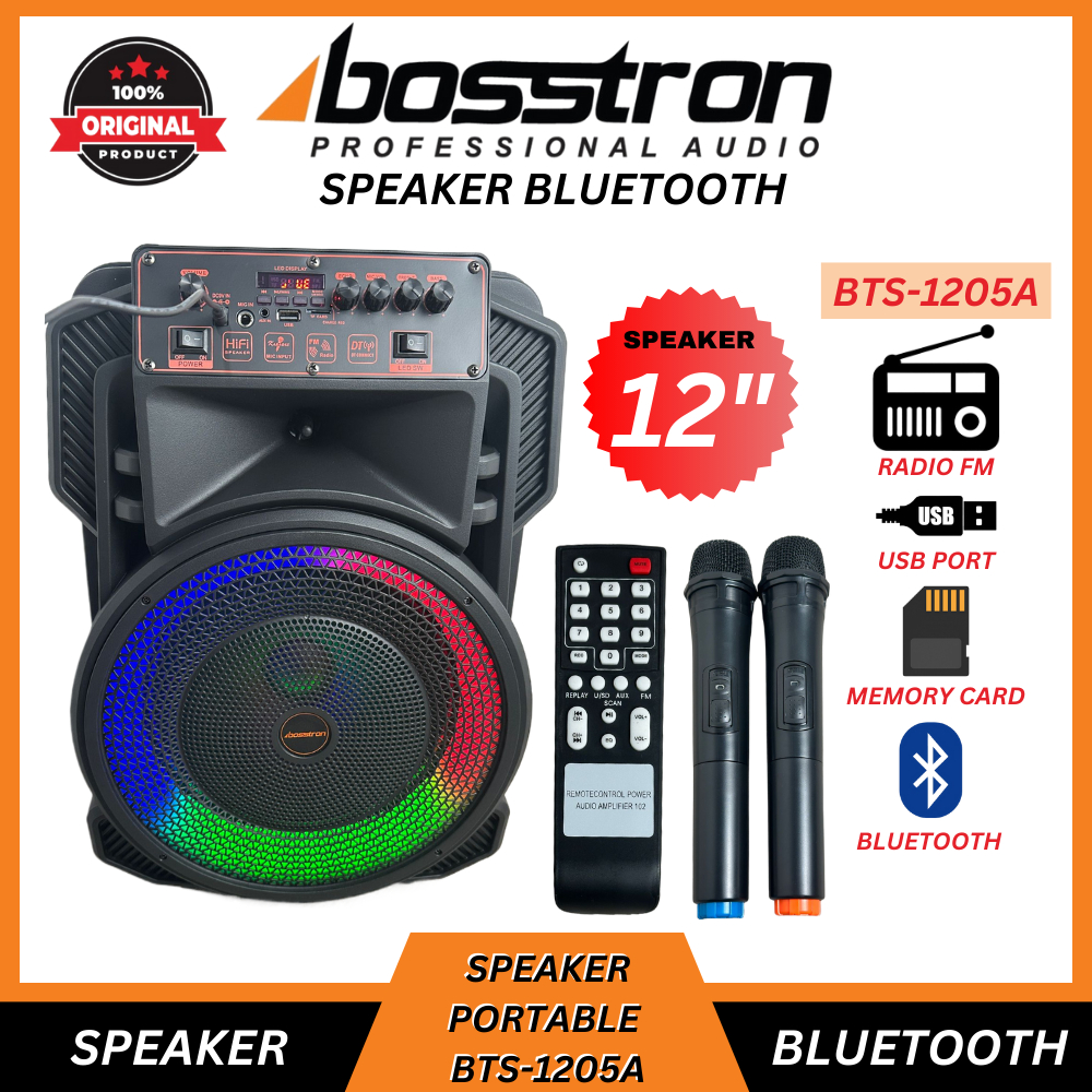 SPEAKER BLUETOOTH BOSSTRON BTS-1205A SPEAKER PORTABLE / SPEAKER AKTIF KARAOKE
